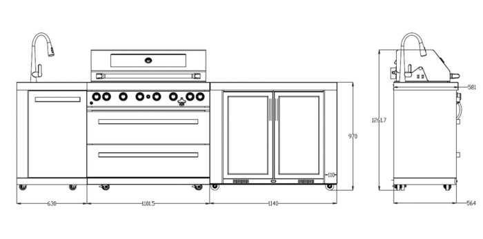 Outdoorküche Everdure NEO Black Steel inkl. Gasgrill, Kühlschrank und Spüle Winterangebot – Bild 12
