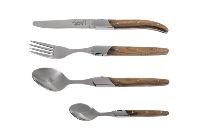 16 tlg. Besteckset olive Echtholz Griff