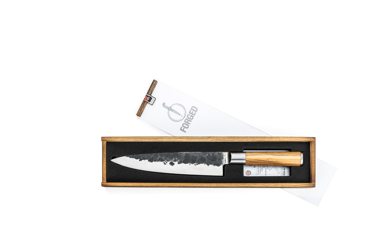 Flambierbar.de by Röckl Küchen - FORGED von Style de Vie - handgeschmiedet Messer Olive - scharfes Kochmesser