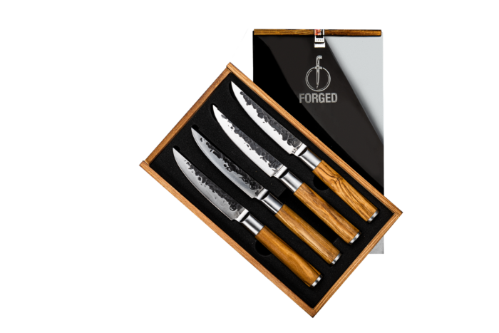 Steakmesser-Set handgeschmiedet 4-teilig - Forged Olive – Bild 4