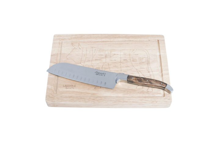 Santokumesser mit Schneidebrett Olivenholzgriff - Laguiole Luxury